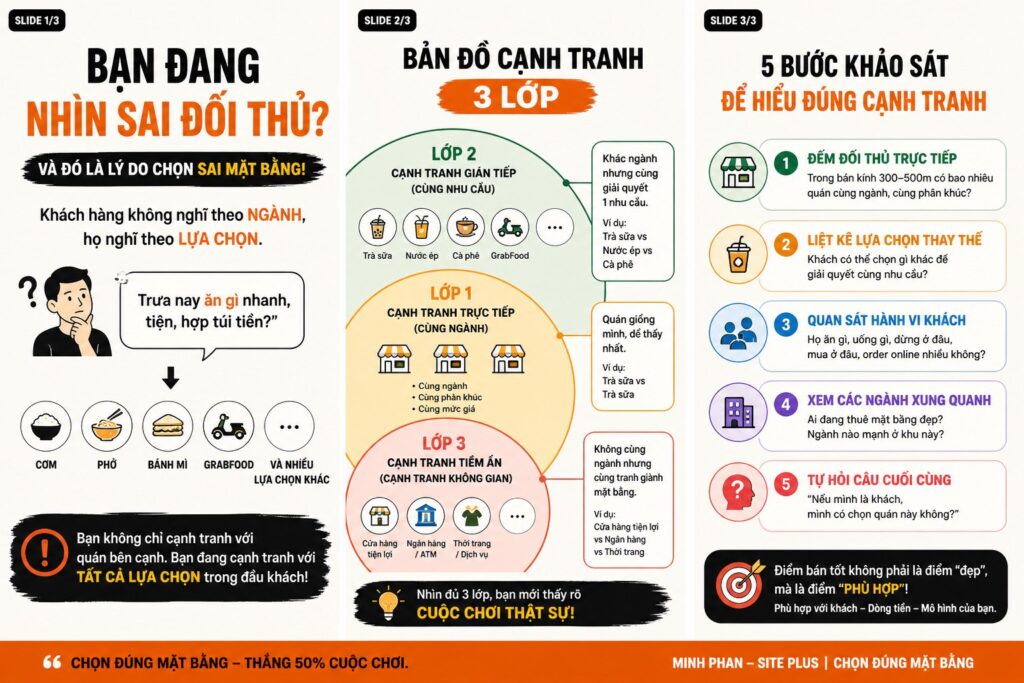 Bản đồ cạnh tranh 3 lớp khi khảo sát mặt bằng